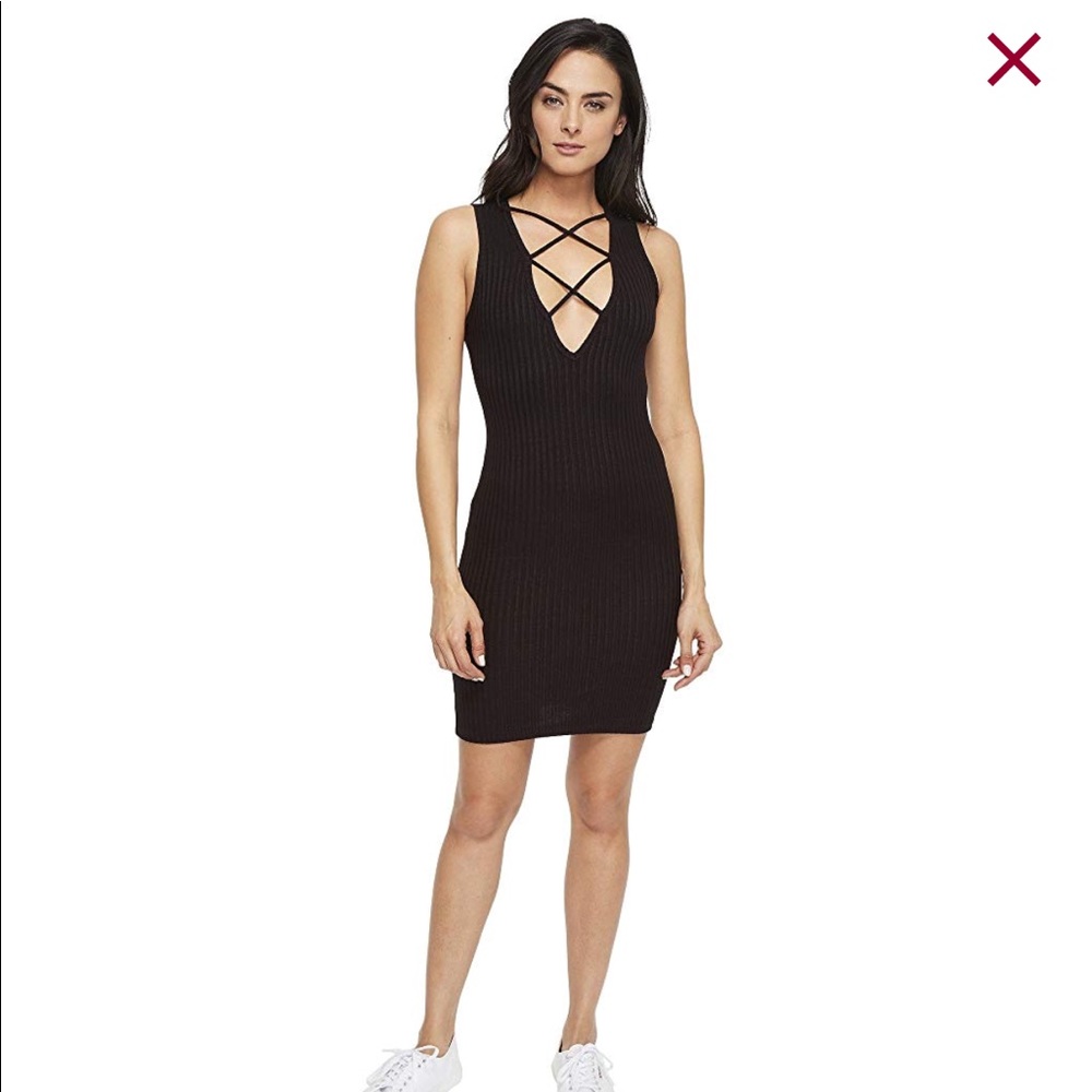 LNA black Lace Up Dress